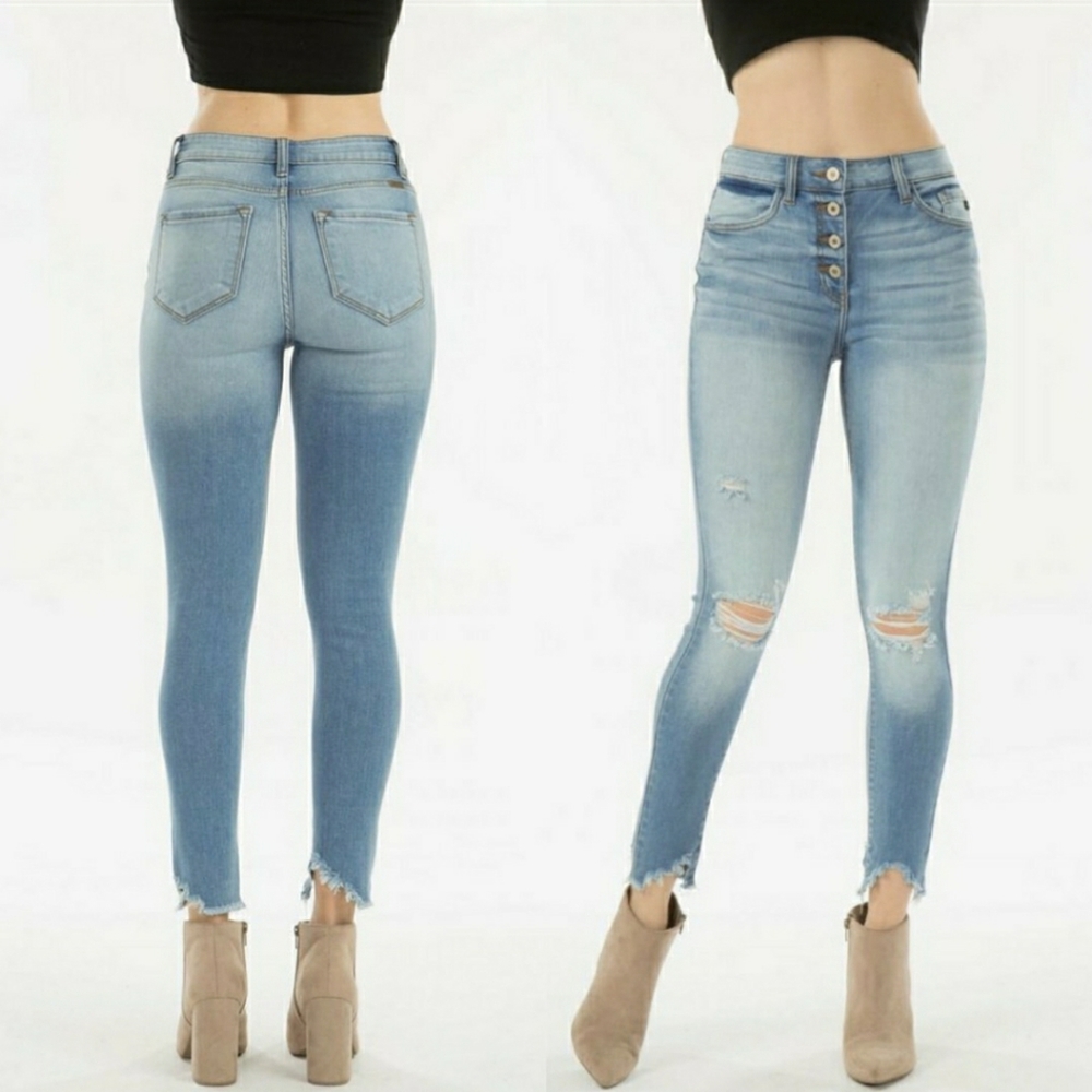 Kancan Light Wash High Rise Button Fly Skinny Jean - Picture 2 of 15